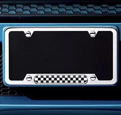 Mini Cooper Checkered Flag License Plate Frame Polished Chrome 51800406645 • $24.95