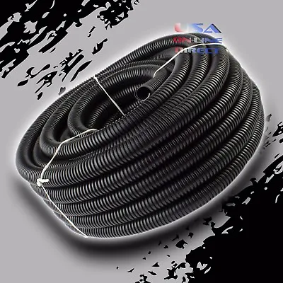 25Ft 1/2  Marine Grade Conduit Car Home Tubing Split Wire Loom Black Sleeve Tube • $10.99