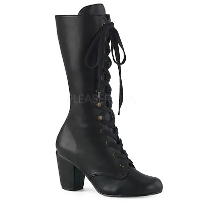 Black Vintage Antebellum Southern Belle Victorian Steampunk Womans Boots Shoes • $95.95