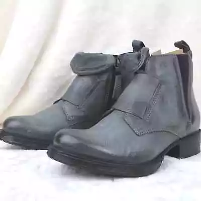 MIZ MOOZ Ankle Boots Womens Nicholas Granite Soft Leather Black Heel Size 6.5 • $54