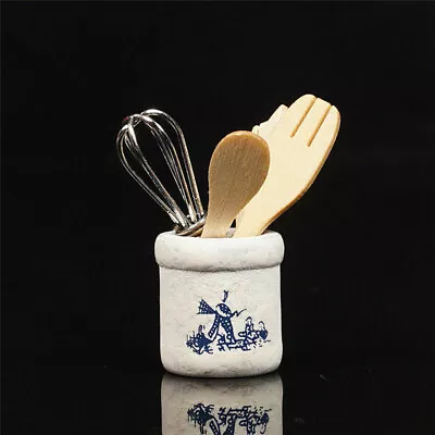 Dollhouse 1:12 Mini Kitchen Wood Knife Fork Metal Whisk Jar Miniature Furniture • $6.75