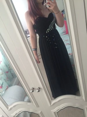 £24.99 • Buy Brand New Black Long Prom Dress / Evening Dress / Gown With Gem Detailing Size S