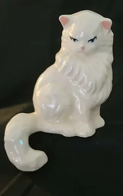 Blue-Eyed White Persian Cat Shelf Sitter By Ceramic Arts Studio Madison WI-4.5  • $20