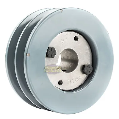 Cast Iron 4.5   Dual Groove Belt B Section 5L Pulley With 1   Sheave Bushing • $54.95