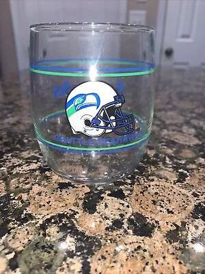 Vintage 1990's Seattle Seahawks NFL Logo Tumbler Glass 3.75” EUC Rocks Bar • $9.99