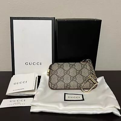 GUCCI Ophidia Key Case GG Supreme Canvas Coin Purse Wallet Box Dust Bag Brown • $285