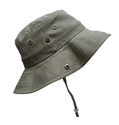 £14 • Buy Khaki Green Fishing Bucket Hat Outdoor Outback Explorer Sun Floppy Neck Strap