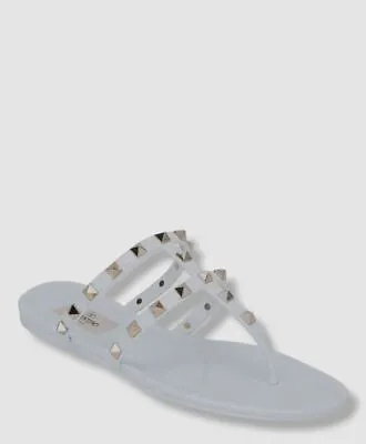 $489 Valentino Women's White Summer Rockstud Jelly Sandals Shoes Size 41/US 11 • £132.60