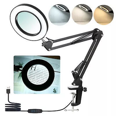 8X Magnifier LED Lamp Magnifying Glass Desk Table Work Light Lamp W/ Clamp A6A6 • $24.99