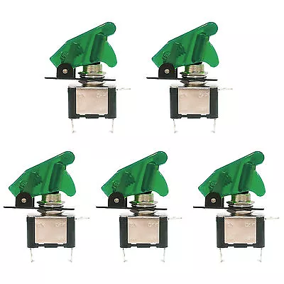 5 Pcs Green LED Missile Toggle Flick Switch DC 12V 20A ON/OFF Car Boat US Stock • $16.38