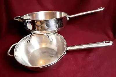 Wolfgang Puck Cafe Cookware Pans~18/10 SS~3 Pc. Set~10  Wok W/Lid & 12  Skillet  • $25.77