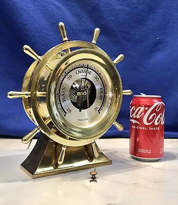 Original Vintage Germany Salem Ship’s Wheel Solid Brass Barometer • $9