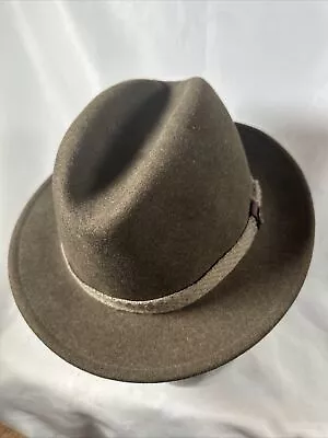 Vintage Dorfman Pacific Wool Fedora Hat Weaved Head  Strap USA Mens Fast Tab Fit • $24.95