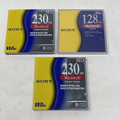 Lot Of 3 Sony 2-230 1-128 MB Macintosh Magneto Optical Disk • $14.93