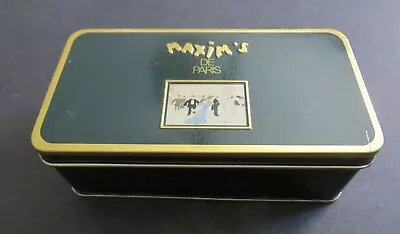 Maxim's De Paris Cookie Tin Hinged Box Green • $15