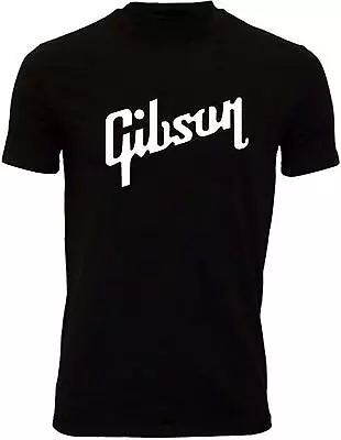 Gibson Logo Black T-SHIRT  Tee Guitars Rock N Roll Metal • $11.99