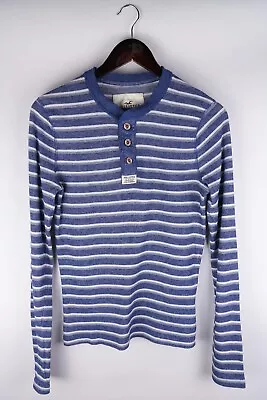 Hollister Men T-Shirt Long Sleeves Casual Blue Striped Cotton Blend Size S • £28.74