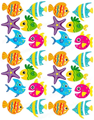 Fish Sea Cake Topper Party Decoration Edible Birthday Celebration Stand Up • £6.49