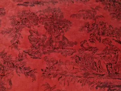 21 X27  RED VELVET TOILE FABRIC Sample • $19