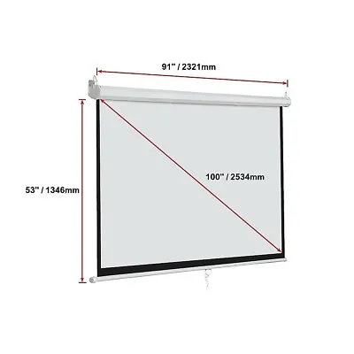 $146.77 • Buy 100 Inch 16:9 Manual Pull Down Outdoor Projector Projection Screen Theater Movie