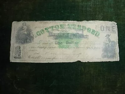 State Of Mississippi Obsolete Currency $1 Cotton Pledged 1862 Steam Train • $75