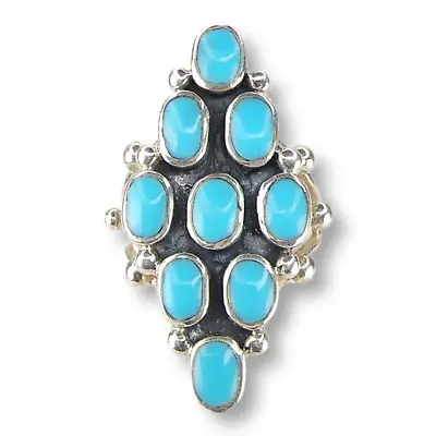 Large Vintage Sterling Silver 925 Turquoise Ring Size 8 • $124.95