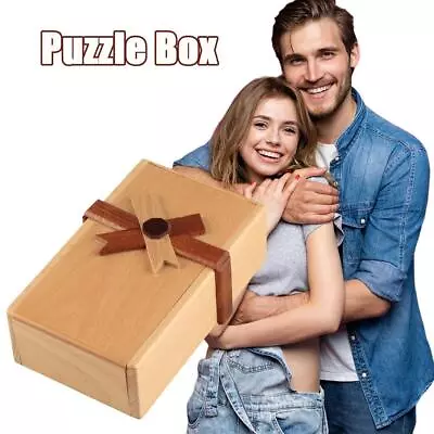 Wooden Puzzle Box With Compartments Difficult Jewelery Money Box Gift • $15.69