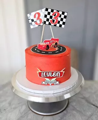 Personalised Birthday Cake Topper Custom Cake Decoration Cars McQueen Inspired • £10.50