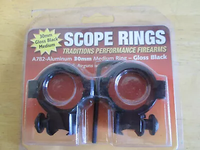 Traditions A782 30mm Gloss Black Med Scope Rings Groved Receivers 22  & Airguns • $6