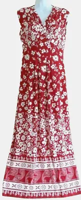 Tiana B .Daisy Print Sleeveless  Maxi Dress- Red/ White- Size-10 • £19