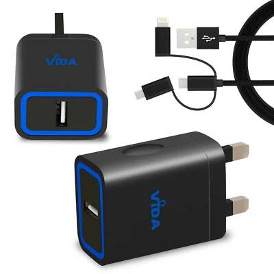 £12.99 • Buy Portable Fast 2.4A USB Wall Mains Charger Power Adapter For Mobile Phone UK Plug