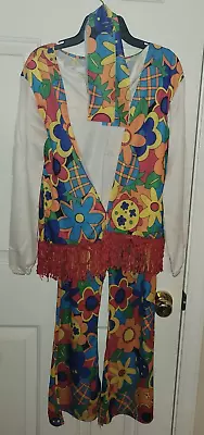 $16.29 • Buy Halloween Sensations Kids Youth Hippie 70s Costume L  8 10 Retro Bell Bottoms