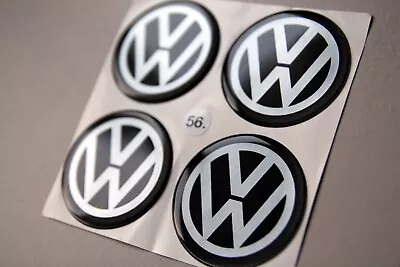 $25.90 • Buy Silver Black Alloy Wheel Center Cap Logo Emblem Sticker Set 56mm Fits To VAG VW