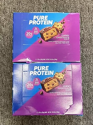 2X Pure Protein Bars Chewy Chocolate Chip Gluten Free 1.76 Oz/12 Count EXP:04/2 • $19.99