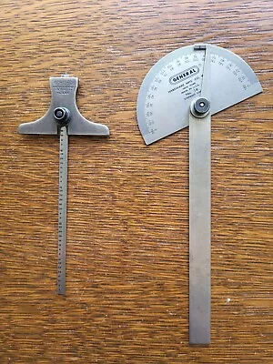 General No. 18 Steel Protractor & No. 444 Depth & Angle Gage W/6  Stainless Rule • $28