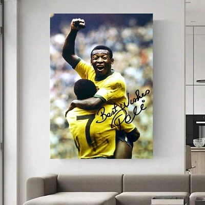 £7.99 • Buy Pele Signed Football Iconic Deep Framed Canvas Wall Art Or Poster Print Picture