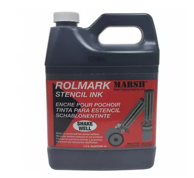 READ Lot/3 MARSH Rolmark Black STENCIL INK 1 Quart Jug 20903 Free Shipping • $59.99