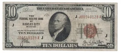 U.S. (Kansas City MO) - Series Of 1929 $10.00 National Currency Banknote • $73