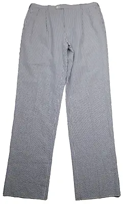 Brooks Brothers Mens Stripe Seersucker Pants Blue 39W X Unfinished Hem NWT • $37.49