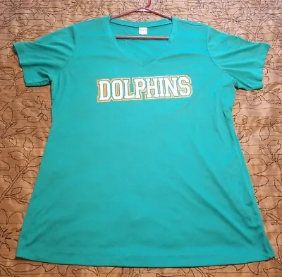 $12.99 • Buy Sport-Tek Miami Dolphins Women's V-Neck XL T-Shirt - Aqua EUC