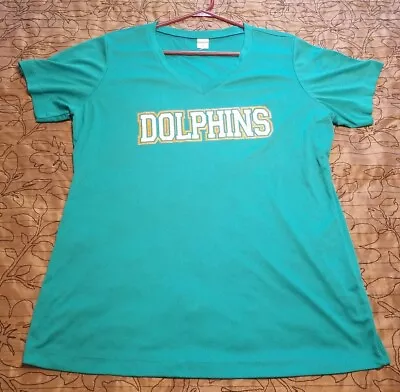 $12.99 • Buy Sport-Tek Miami Dolphins Women's V-Neck XL T-Shirt - Aqua EUC