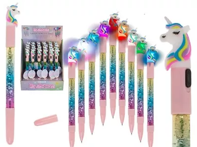 Unicorn Led Light Up Glitter Pen Kids Children's Christmas Stocking Filler Gift • £3.99