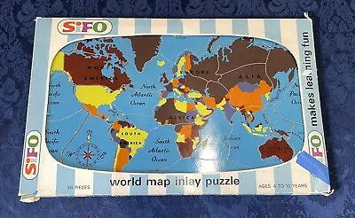 Sifo Vintage World Map Wooden Puzzle Complete And With Box • $30
