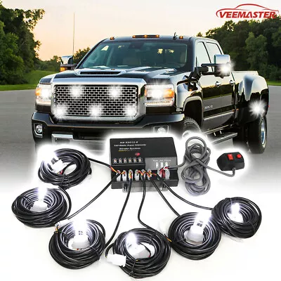 $77.89 • Buy White 6 HID Bulbs Hide-A-way Hazard Emergency Strobe Warning Light Headlight Kit