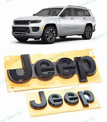 2021+ Jeep Grand Cherokee L/WL Front Rear Jeep Nameplate Emblem Gloss Black Gray • $74.80