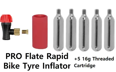 PRO Flate Rapid Bike Tyre Inflator  CO2 Cartridges Canisters Presta Schrader • £12.99