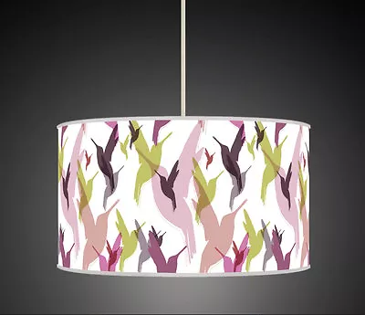 Hummingbird Mauve Green Purple Watercolour Handmade Printed Fabric Lampshade 646 • £24.99