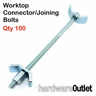 £52.42 • Buy 100 X 6  WORKTOP CONNECTOR BOLTS 150mm BZP Easibolt, Joining Clamp Trade Pack