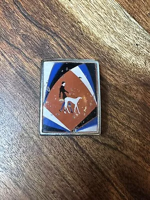 Vintage Enamel Make Up Powder Compact With Dog • $25