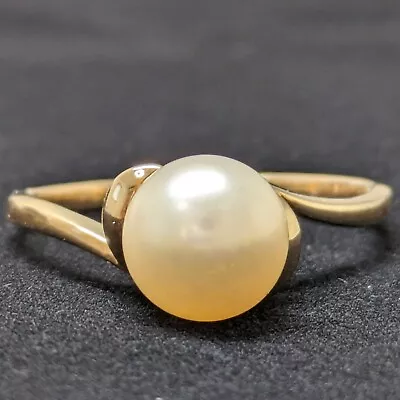 789 Mikimoto 1P 7mm Akoya Pearl Ring 14k Yellow Gold Made In Japan Us 6 • £257.12